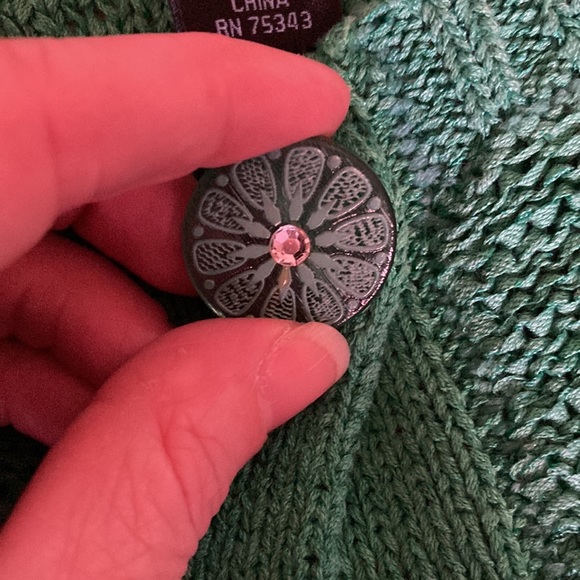 Saint Tropez West sz S green knit cardigan with top decorative button c… - Picture 4 of 13